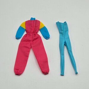Vintage Barbie Colorblock Jumpsuit & Turquoise Unitard Set